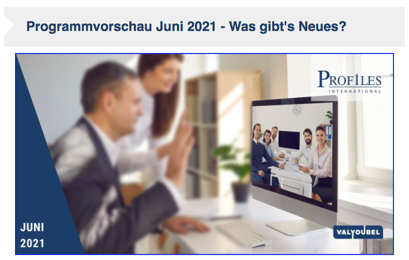 Juni 2021 Profiler Newsletter - Programmvorschau