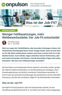 Weniger Fehlbesetzungen, mehr Wettbewerbsstärke: Der Job-Fit entscheidet